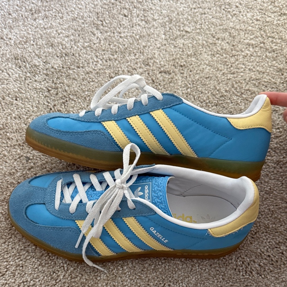 Adidas Gazelle Blue with Yellow Stripes Sneakers
